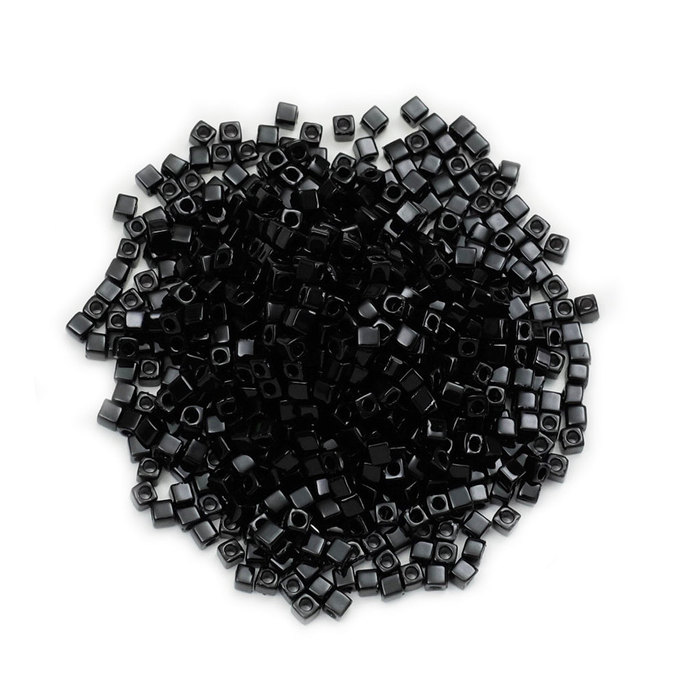8 grams of Miyuki Square Beads 1.8mm Black SB0401