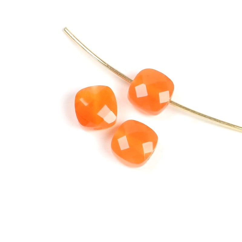 Natural 6mm square cushion cut Carnelian bead