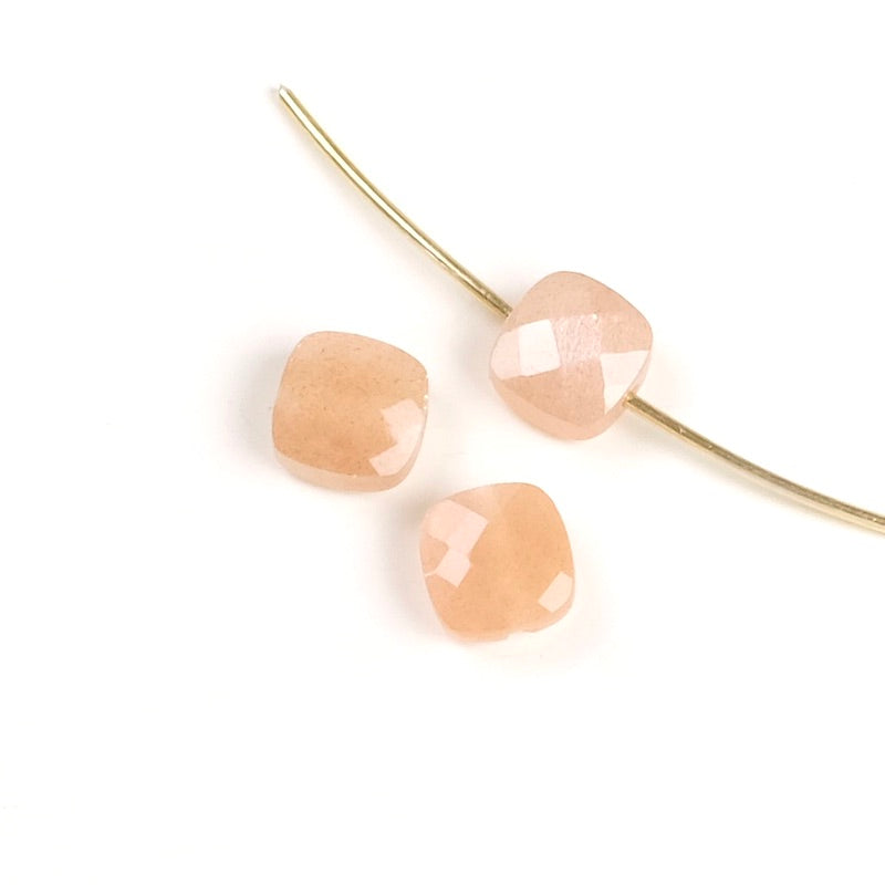 Natural 6mm square cushion cut Feldspar moonstone bead
