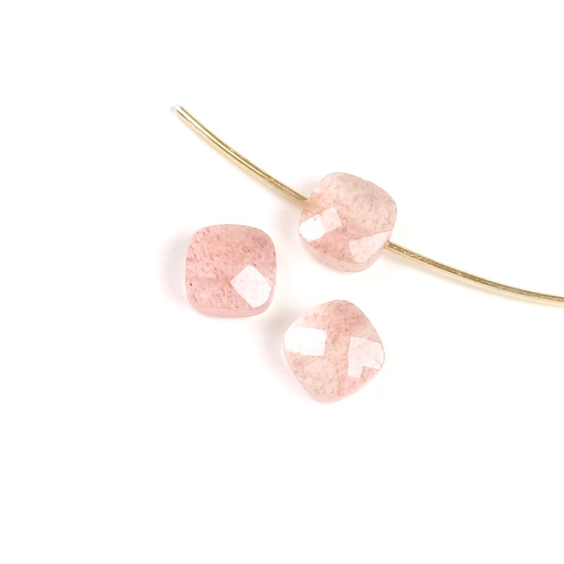 Natural 6mm square cushion cut Quartz strawberry bead